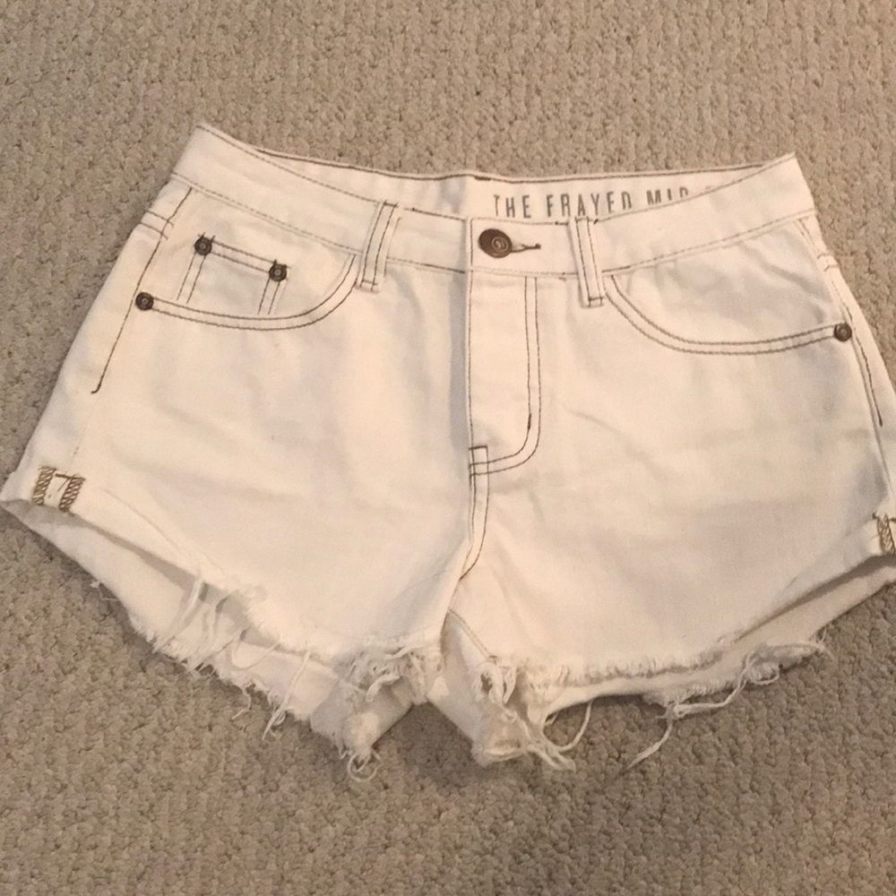 White jean shorts (not from Princess Polly)
